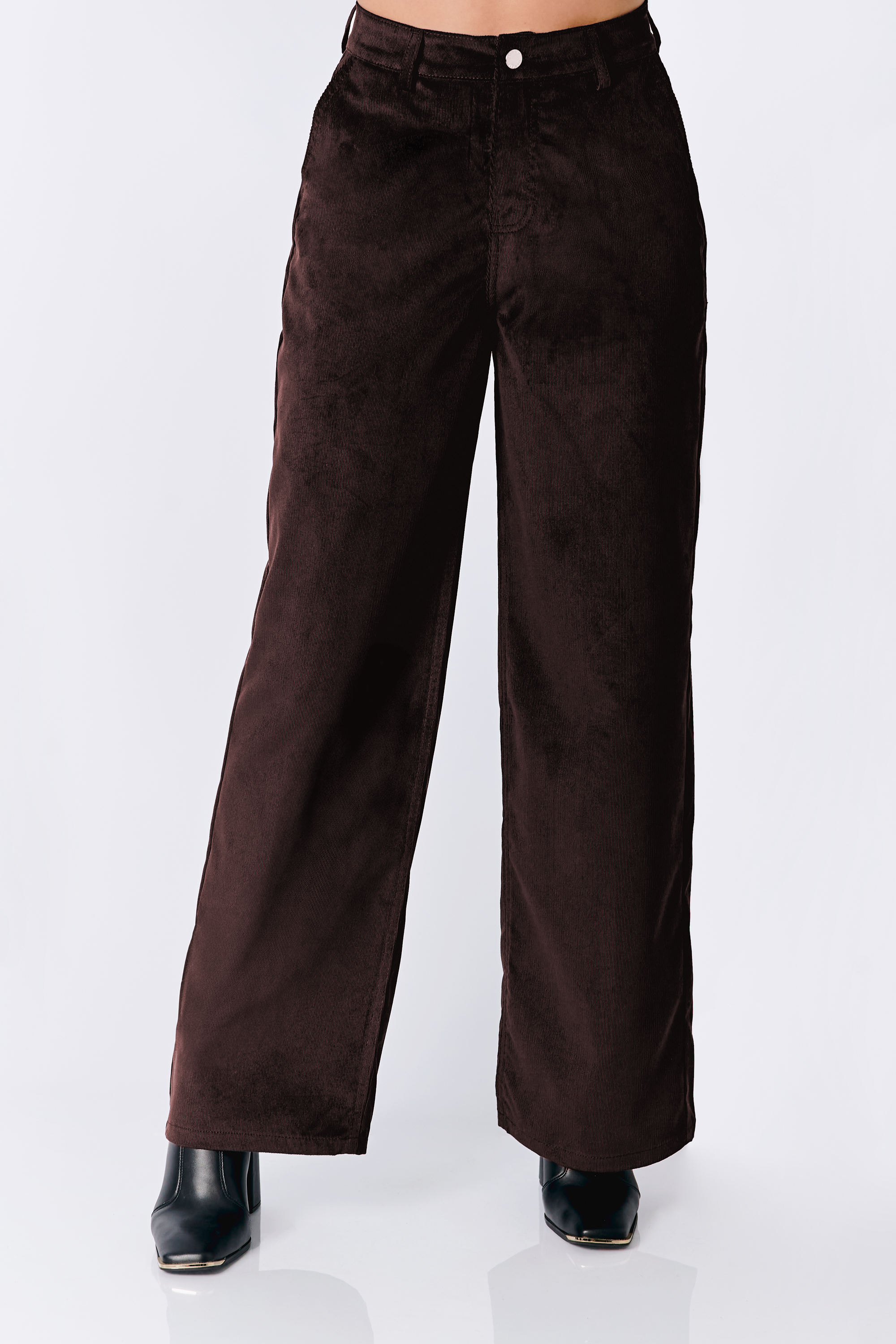 PANTALON A LA CINTURA RECTO MARRÓN - THAIS