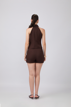 CHALECO CON CUELLO CAMISERO MARRON - HANNAH