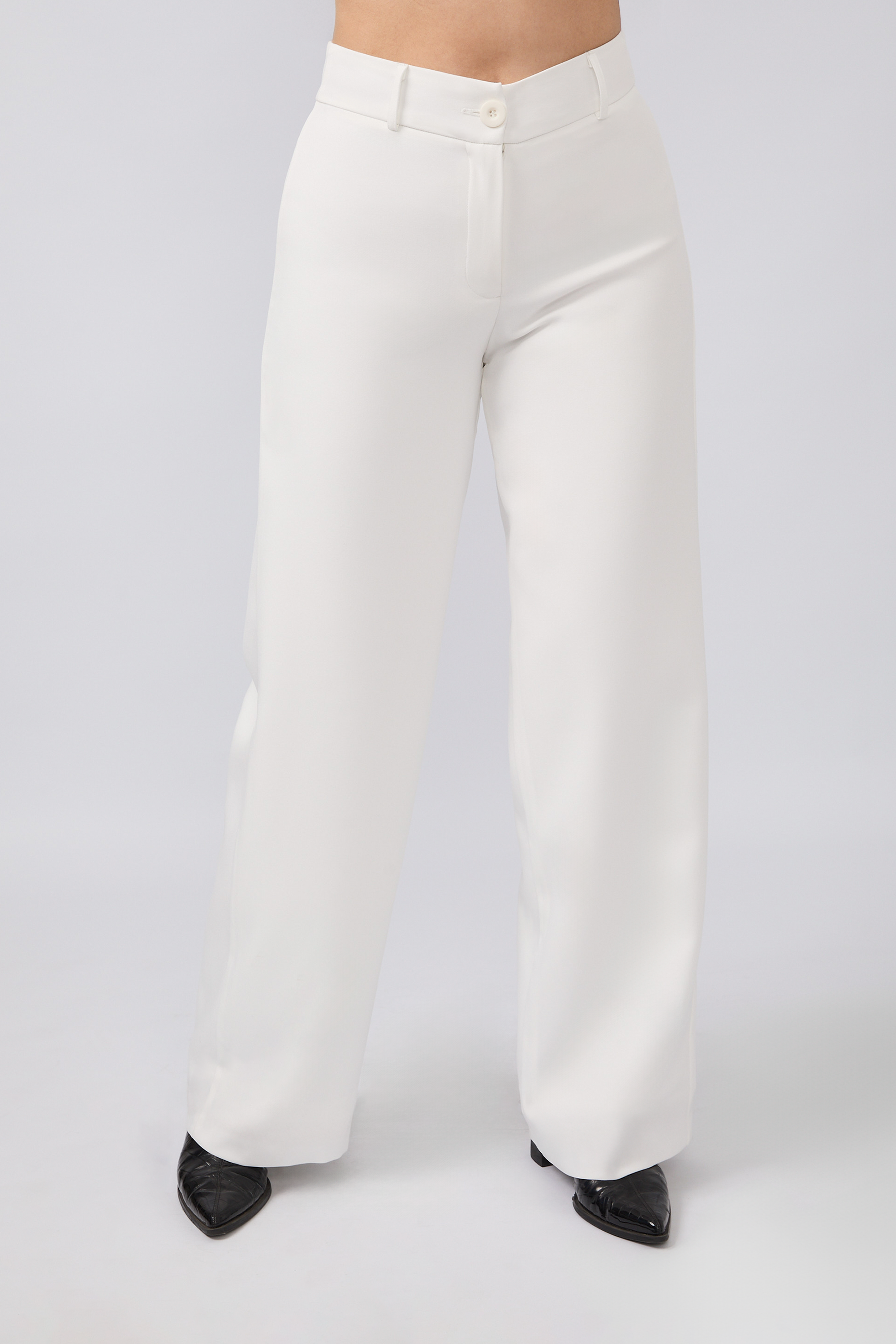 PANTALON SEMI PALAZZO CON BOLSILLOS LATERALES PERLA - DHALIA