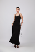 VESTIDO GAIA AJUSTABLE CON DETALLE DE TIRAS LATERALES NEGRO
