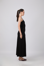 VESTIDO GAIA AJUSTABLE CON DETALLE DE TIRAS LATERALES NEGRO