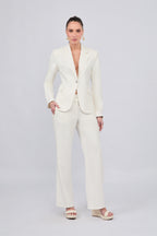 BLAZER SASTRERO ENTALLADO CON BOTON METALICO PERLA - KAJUN