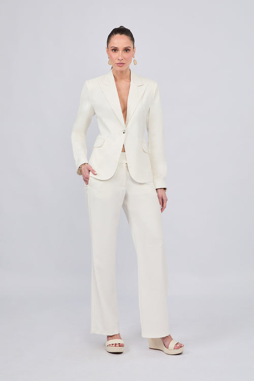 BLAZER SASTRERO ENTALLADO CON BOTON METALICO PERLA - KAJUN