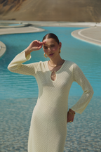 VESTIDO TEJIDO CON ESCOTE AMARILLO - BALI