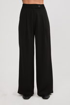 Paris semi-palazzo pants with pleats and pockets, Black.