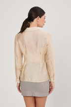 BLUSA CAMISERA MANGA CON PINZAS VAINILLA - ARABELLA [PRE-VENTA]