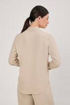 BLUSA MANGA LARGA CUELLO CAMISERO BEIGE - PARIS