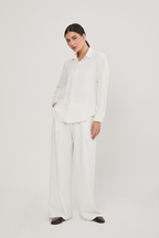 BLUSA MANGA LARGA CUELLO CAMISERO PERLA - PARIS