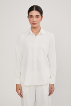 BLUSA MANGA LARGA CUELLO CAMISERO PERLA - PARIS