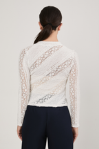 TOP MANGA LARGA DE ENCAJE CUELLO ALTO PERLA - EMILIA