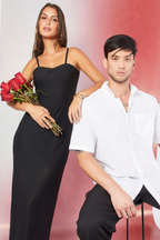 VESTIDO LARGO DE ENCAJE NEGRO - MADDIE