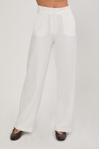 PANTALON SEMI PALAZZO CON BOLSILLOS LATERALES PERLA - DHALIA