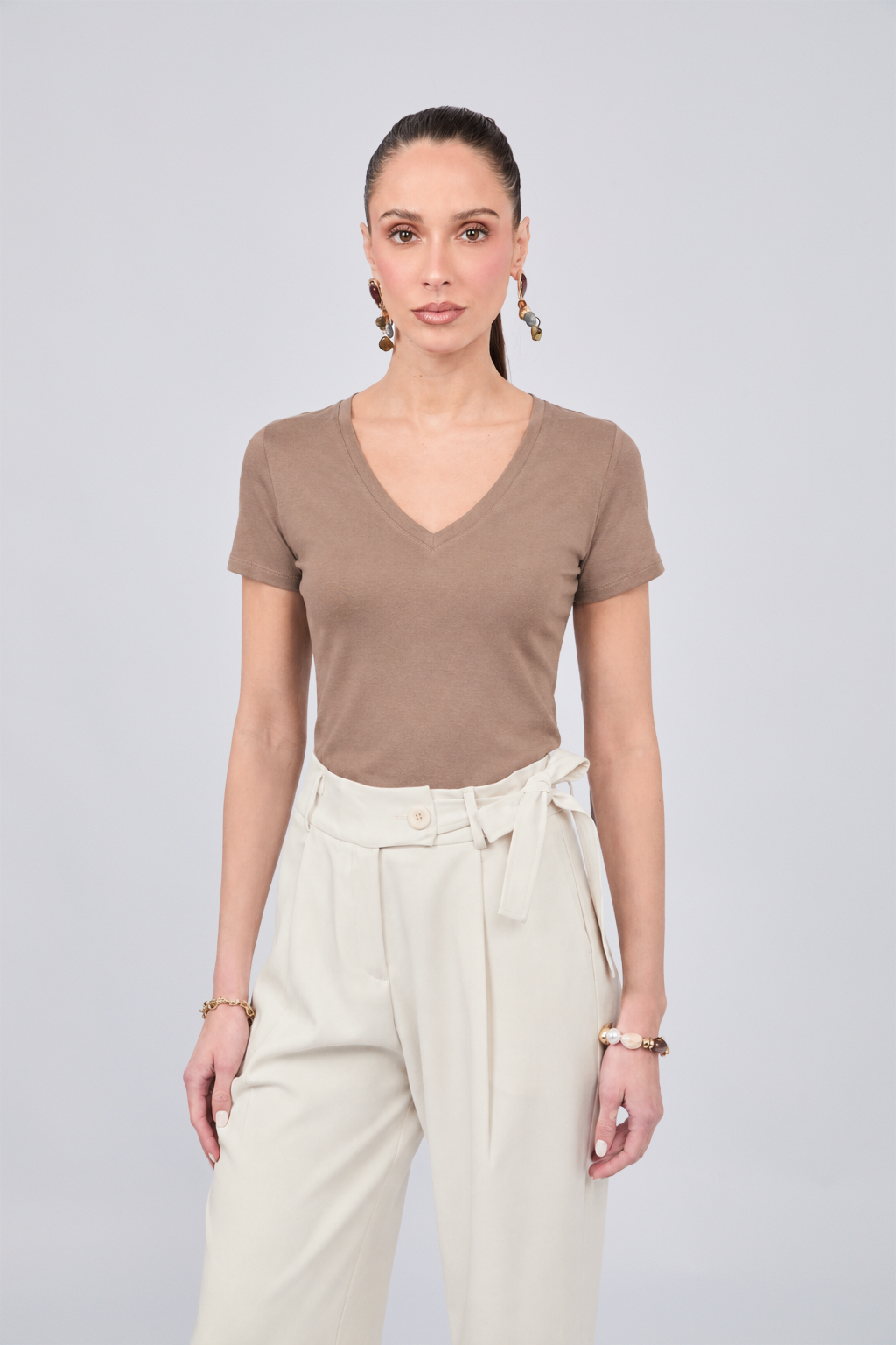 POLO DE VISCOSA TOPO - ESTEFANIA
