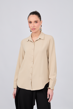 BLUSA MANGA LARGA CUELLO CAMISERO BEIGE - PARIS [PRE-VENTA]