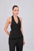 CHALECO ESCOTE EN V CON REGULADOR NEGRO - MISHKY