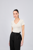 WOMEN'S PIMA COTTON POLO SHIRT ESTEFANIA PEARL
