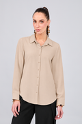 BLUSA MANGA LARGA CUELLO CAMISERO CAMEL - PARIS