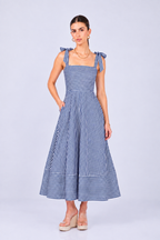 VESTIDO MIDI DE TIRAS DE POPELINA RAYAS MARINO– CORI