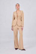 Sienna blazer with lapel and waist tie, beige.