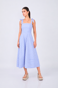 VESTIDO MIDI DE TIRAS DE POPELINA RAYAS AZUL – CORI