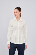 BLUSA CON CUELLO CAMISERO Y PINZAS DELANTERAS PERLA - ALFIL