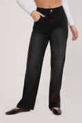PANTALÓN JEAN RECTO SEMI ENTALLADO NEGRO - VICTORIA