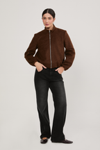 CASACA BOMBER CON CUELLO ALTO MARRÓN - MOON