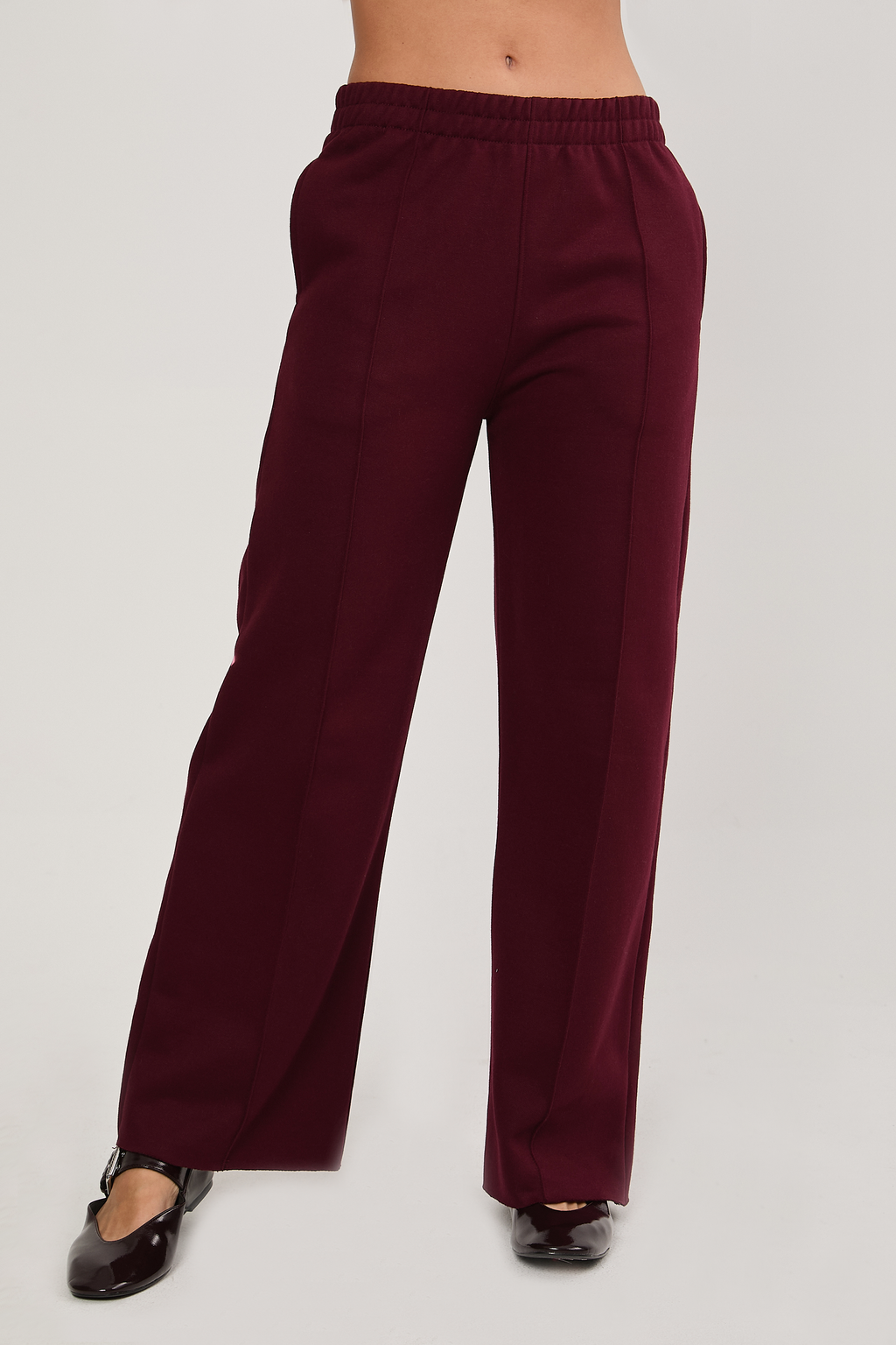 PALAZZO FRANELA CON PRETINA ELASTICADA BURGUNDY