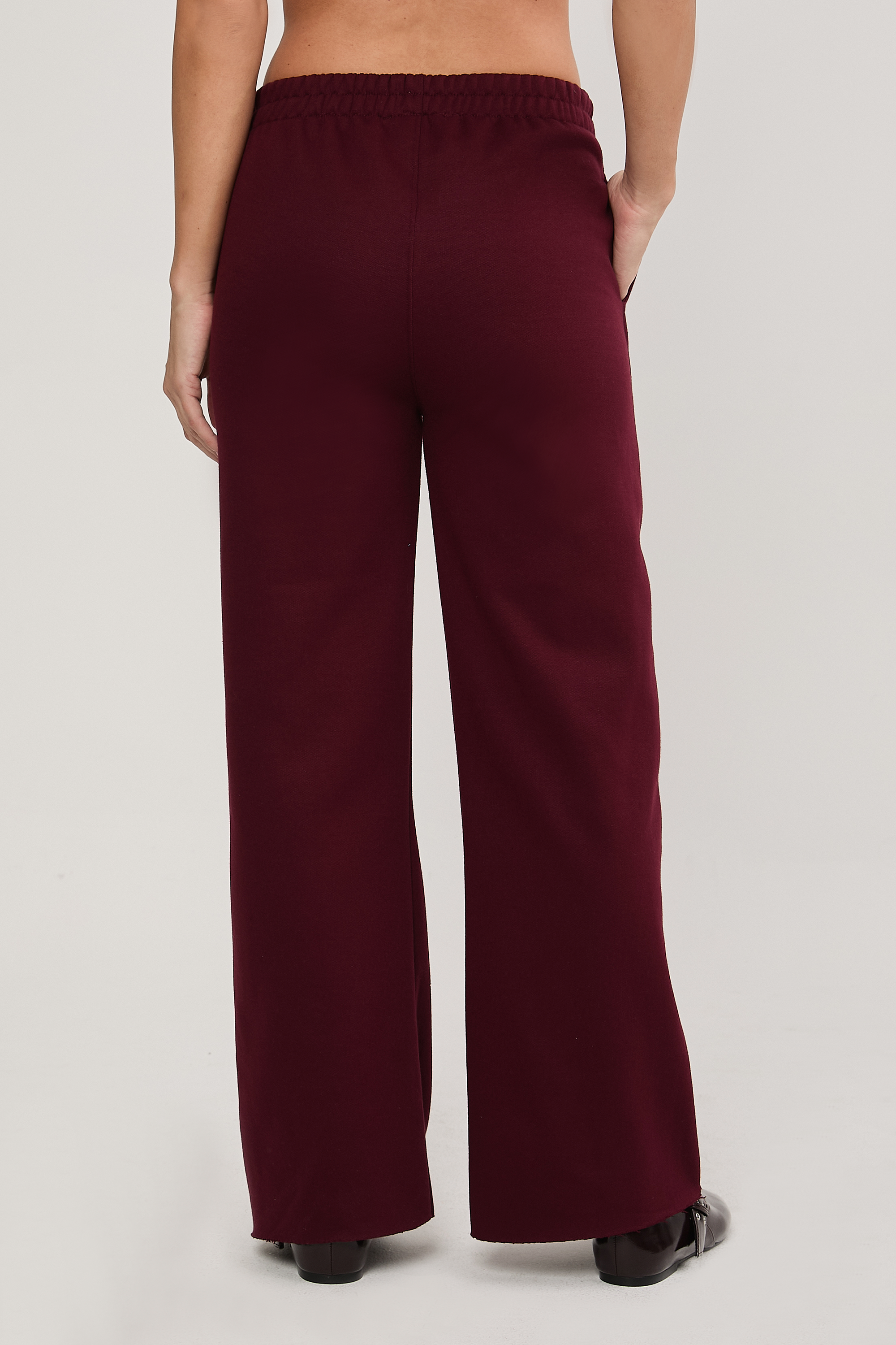 PALAZZO FRANELA CON PRETINA ELASTICADA BURGUNDY