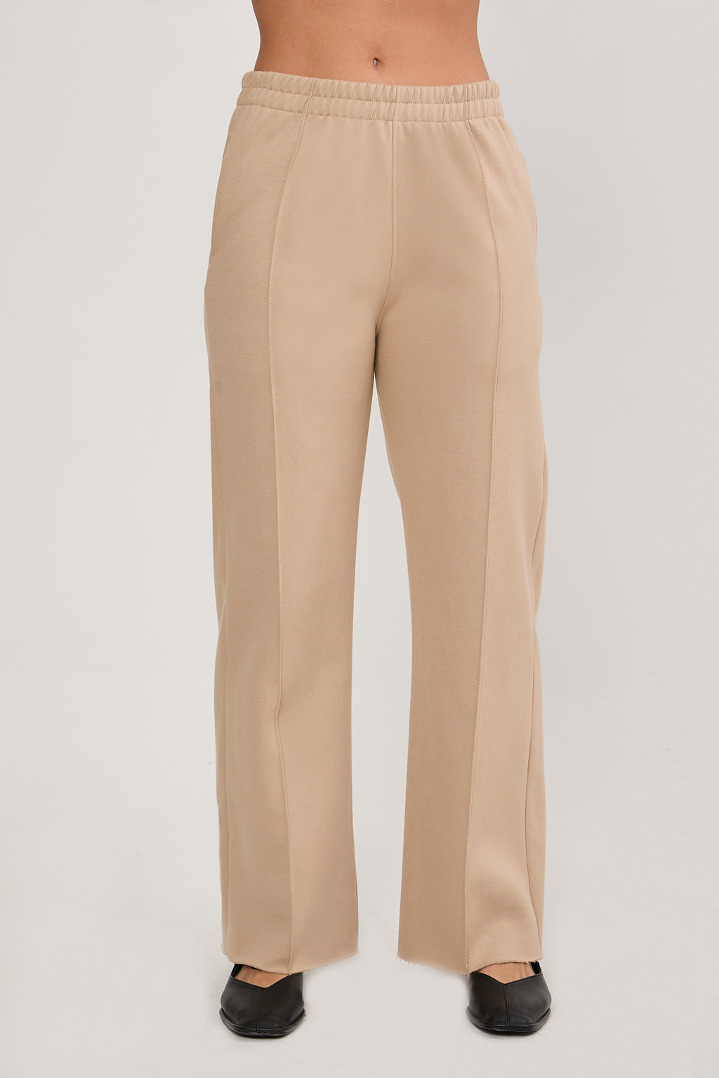 PALAZZO FRANELA CON PRETINA ELASTICADA BEIGE