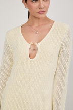 VESTIDO TEJIDO CON ESCOTE AMARILLO - BALI