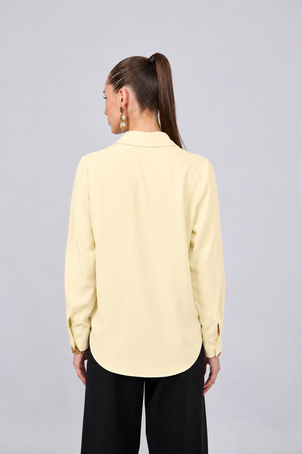 BLUSA MANGA LARGA CUELLO CAMISERO AMARILLO - PARIS [PRE-VENTA]