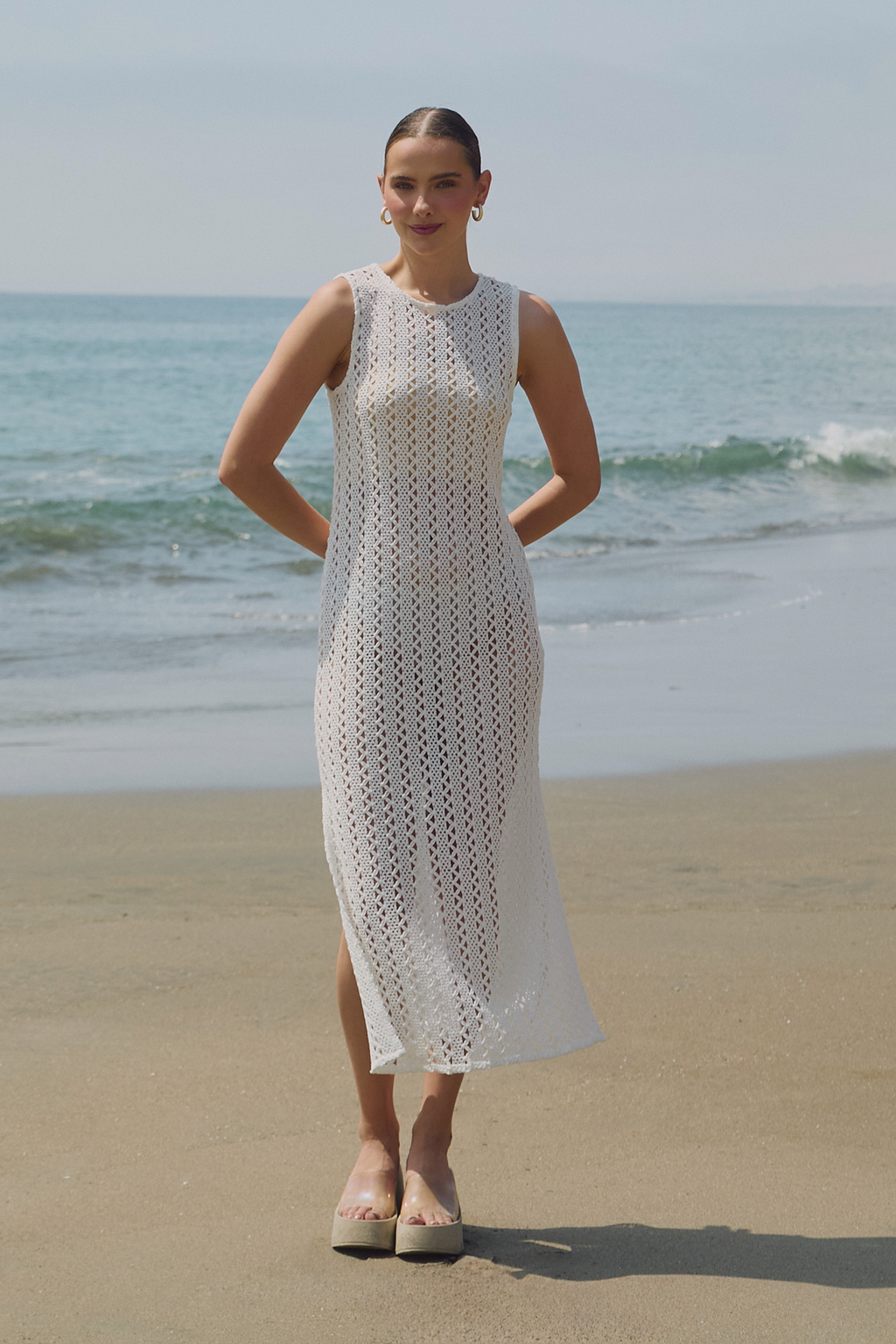 VESTIDO TEJIDO 100% ALGODÓN PERLA - LISA