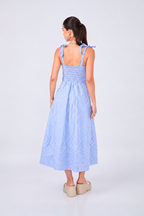 VESTIDO MIDI DE TIRAS DE POPELINA RAYAS AZUL – CORI