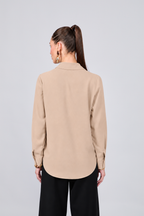 BLUSA MANGA LARGA CUELLO CAMISERO CAMEL - PARIS