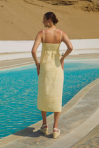 VESTIDO MIDI DE TIRAS CON DETALLES BORDADOS - CLARA