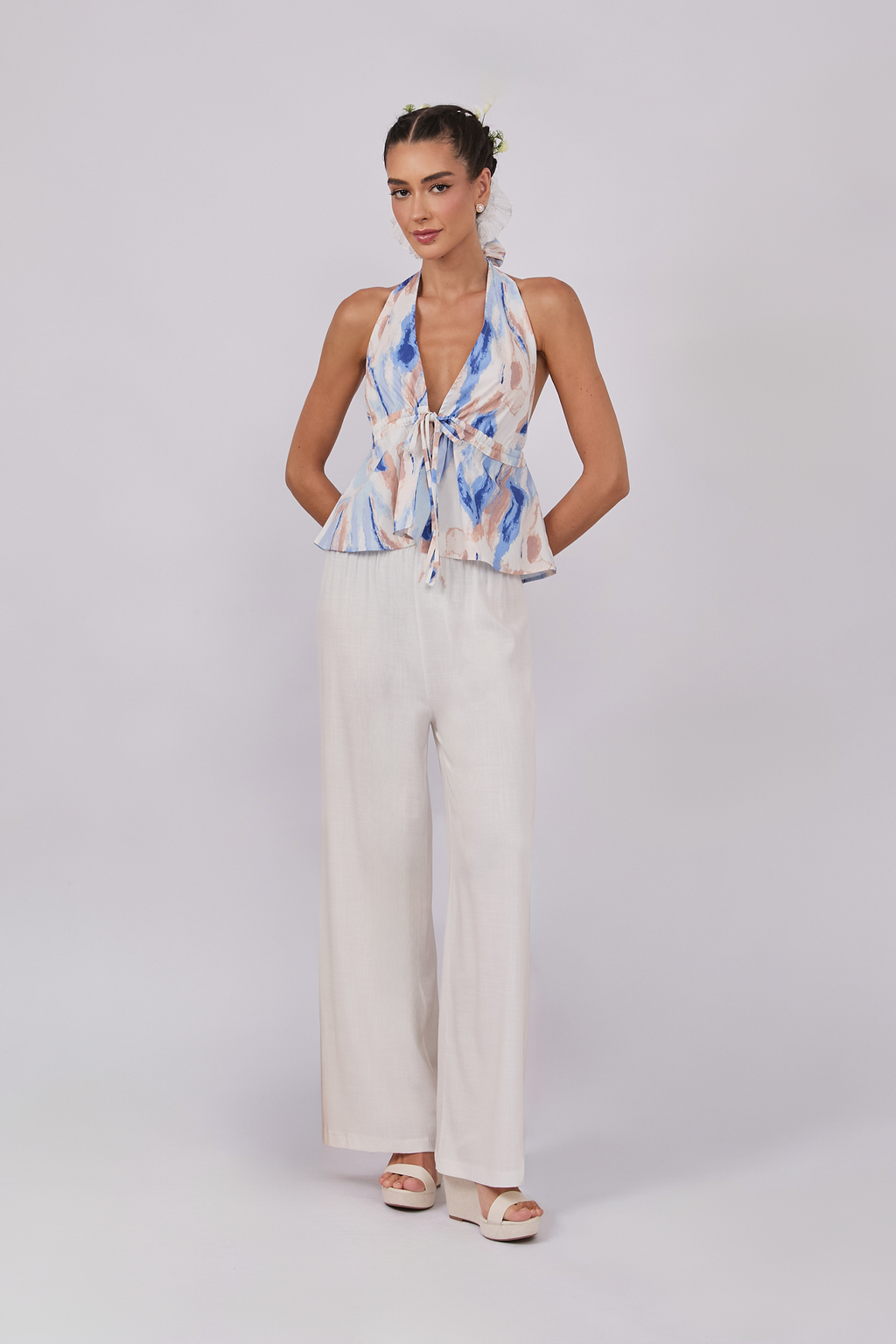 TOP HALTER DE ALGODÓN CON TIRAS AJUSTABLES - OCASO