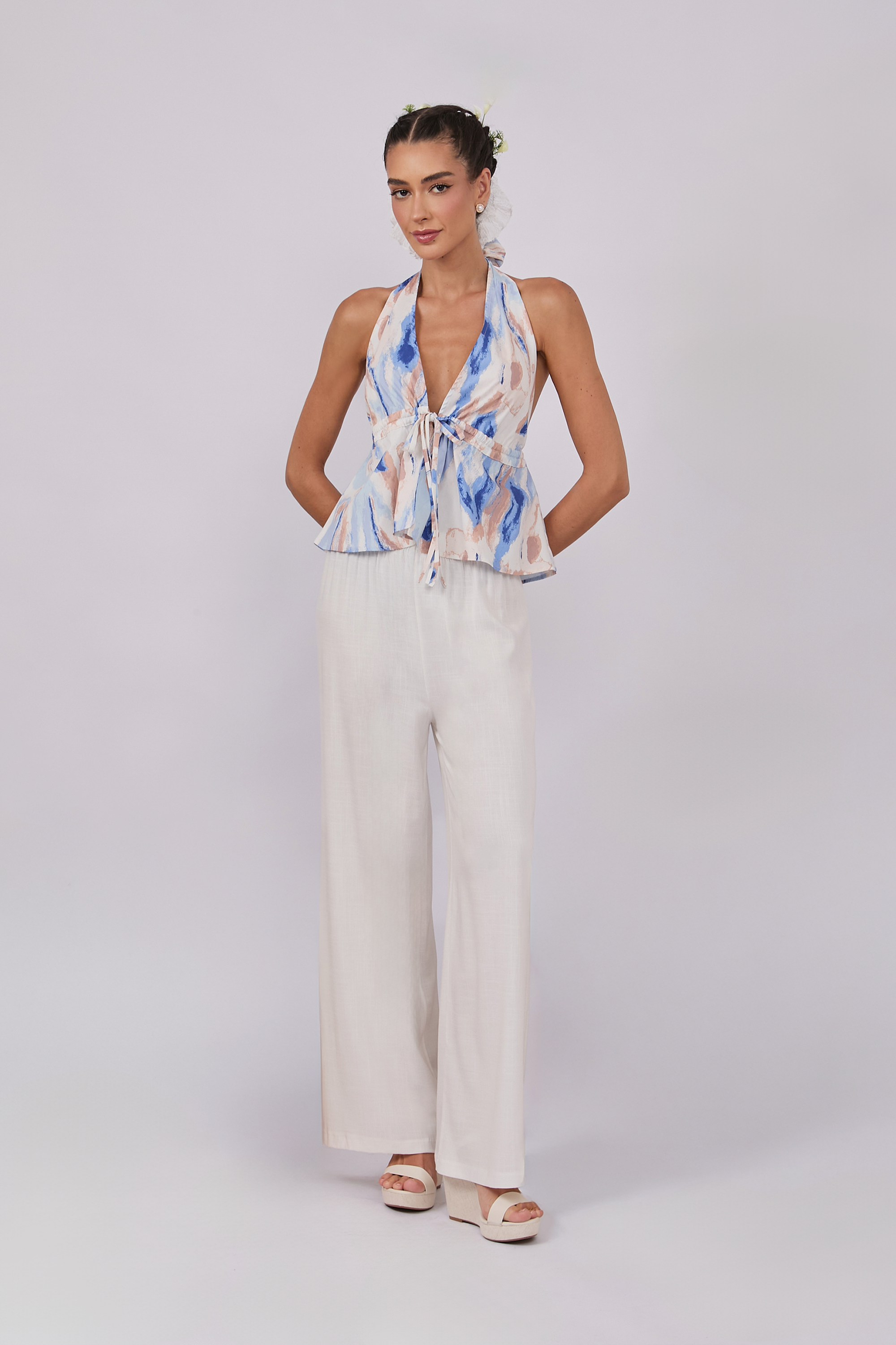 TOP HALTER DE ALGODÓN CON TIRAS AJUSTABLES - OCASO