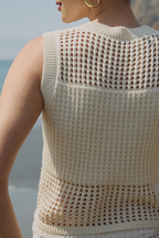 POLO TEJIDO SIN MANGAS DE ALGODÓN PERLA - NARA