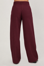PANTALON SEMI PALAZZO CON BOLSILLOS LATERALES BURGUNDY - DHALIA