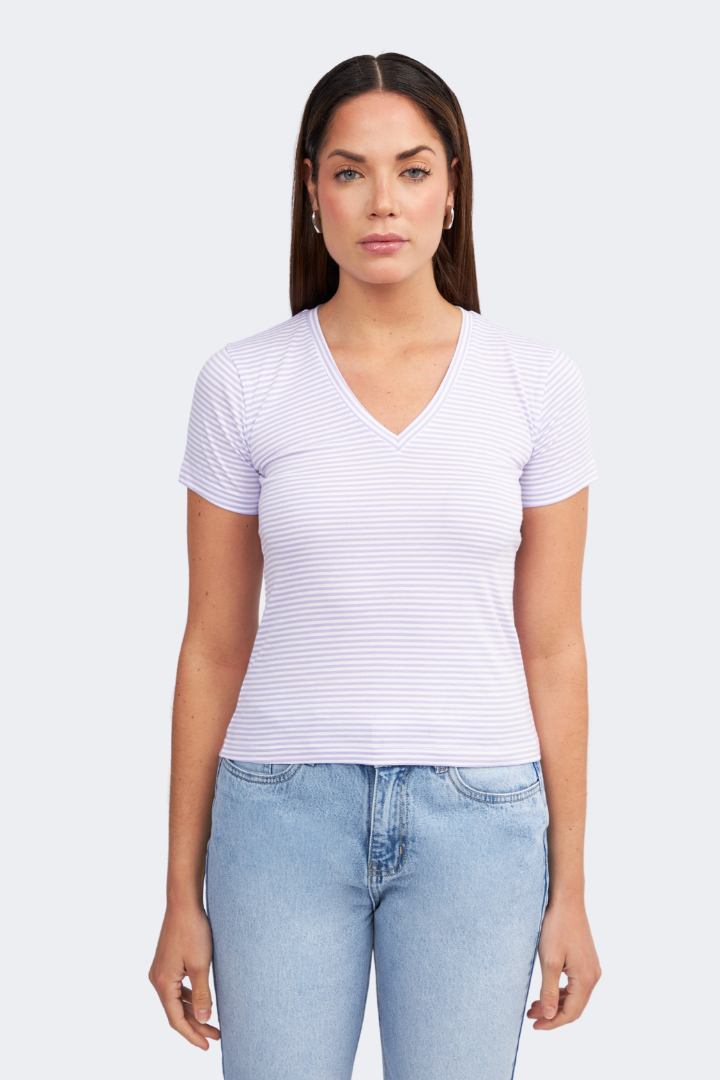 WOMEN'S PIMA COTTON POLO SHIRT, ESTEFANIA, LILAC, R.PERLA
