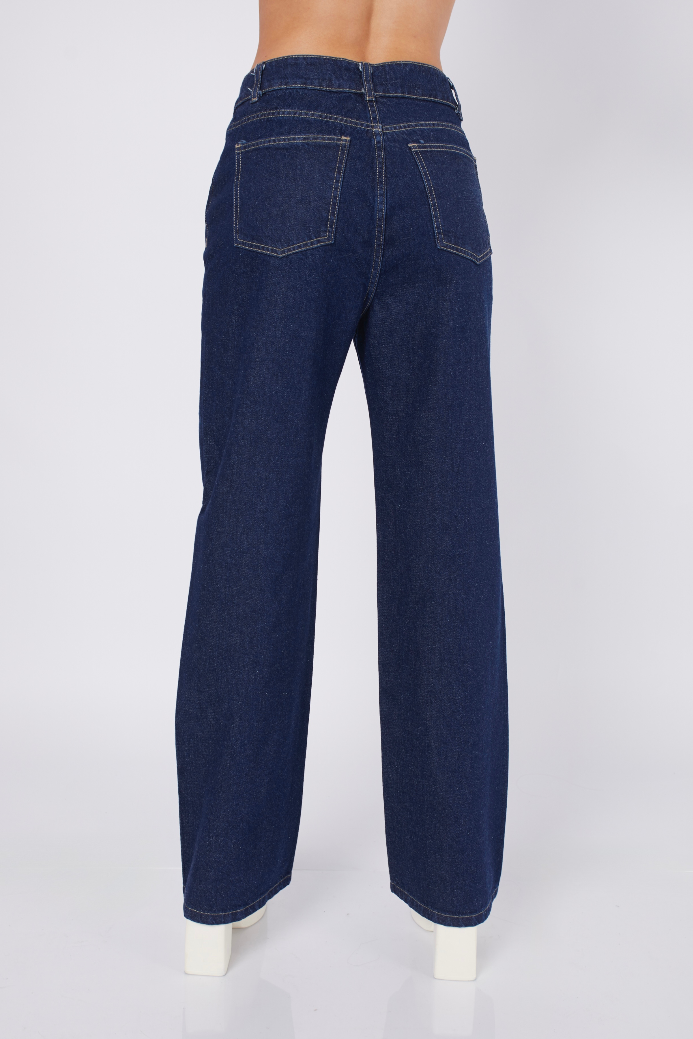 Palazzo Denim a la cintura con bolsillos Marine