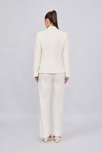 BLAZER SASTRERO ENTALLADO CON BOTON METALICO PERLA - KAJUN