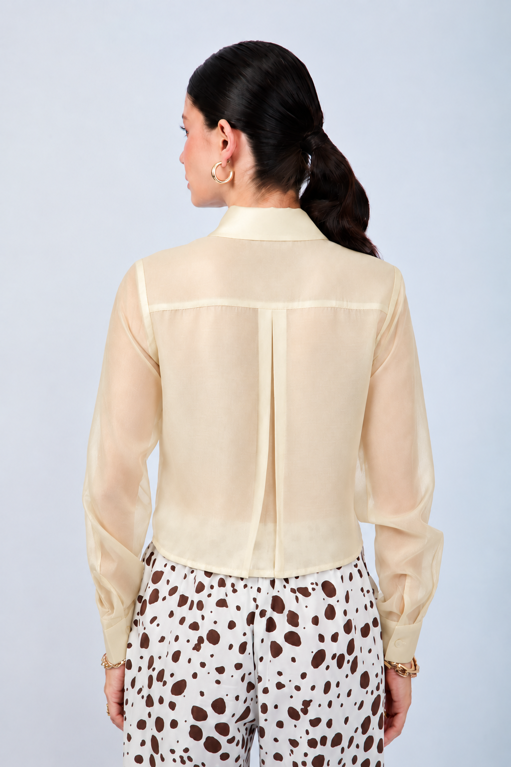 BLUSA SEMITRANSPARENTE MANGA LARGA ELEGANTE BEIGE - BAMBOO