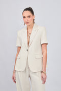 BLAZER MANGA CORTA CON CUELLO CLASICO HUESO - ALFIL