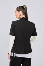 BLAZER MANGA CORTA CON CUELLO CLASICO NEGRO - ALFIL