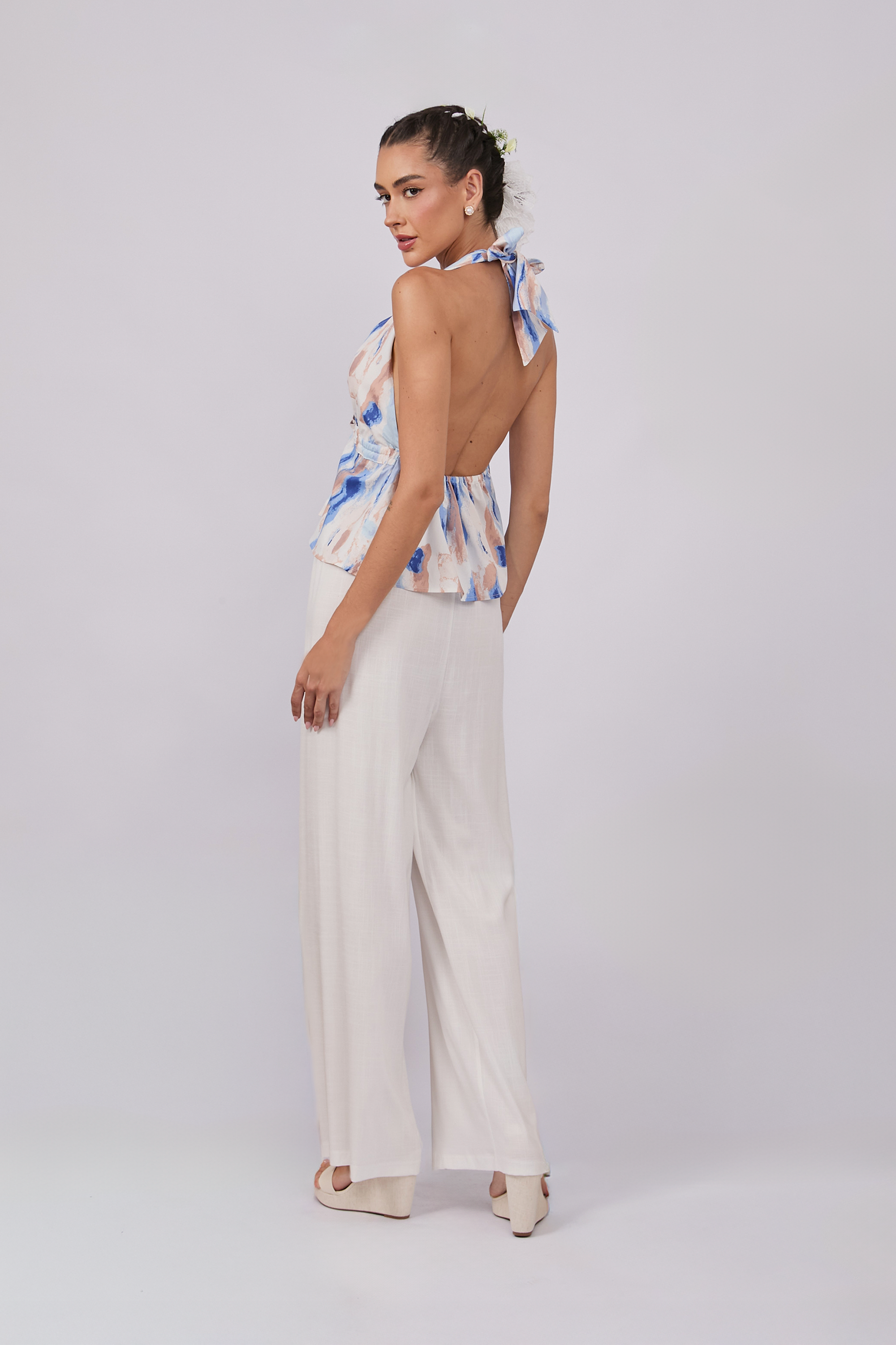 TOP HALTER DE ALGODÓN CON TIRAS AJUSTABLES - OCASO