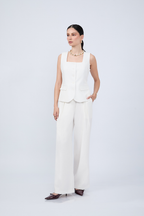 PANTALÓN SASTRERO CON LAZO Y PLIEGUES DELANTEROS PERLA- MELISSA