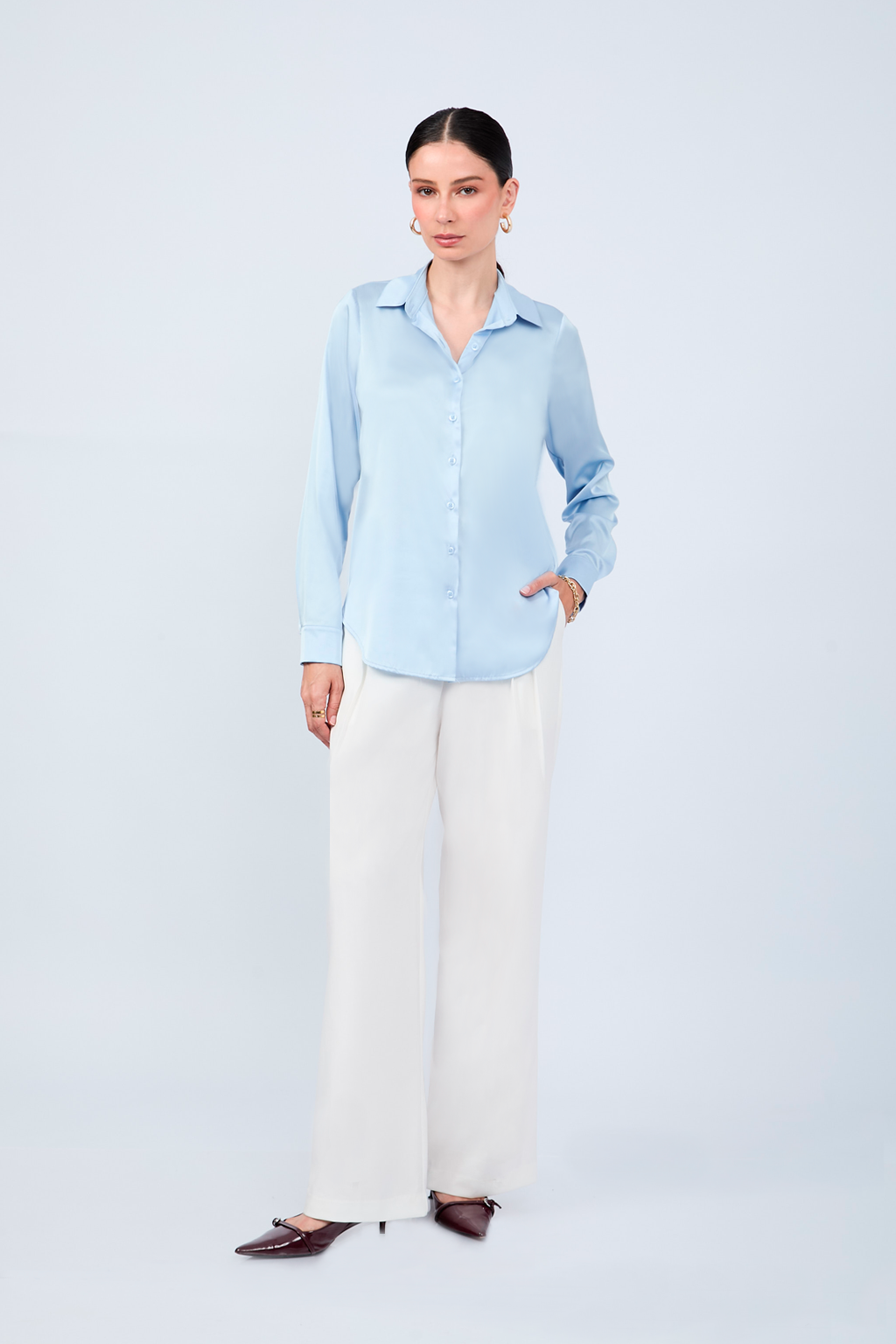 Blusa de Seda Celeste