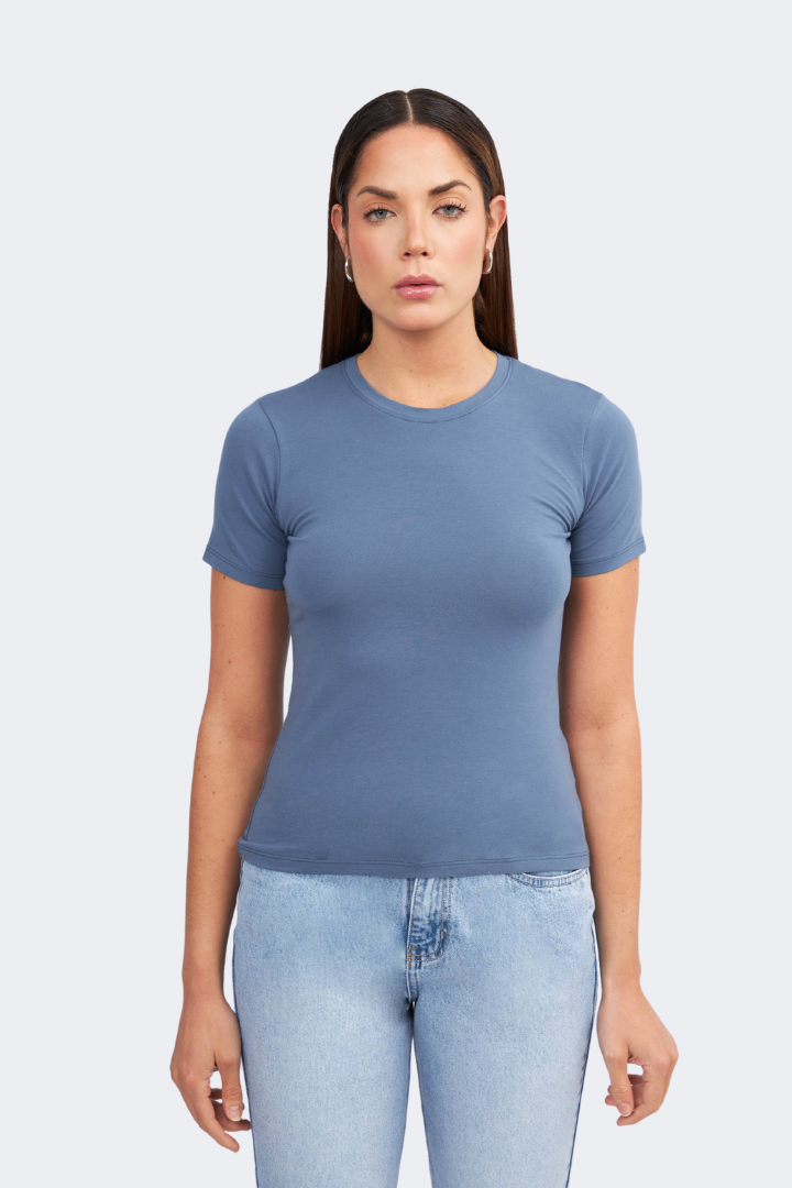 POLO ALGODON PIMA MUJER AZUL ACERO - CAMILA